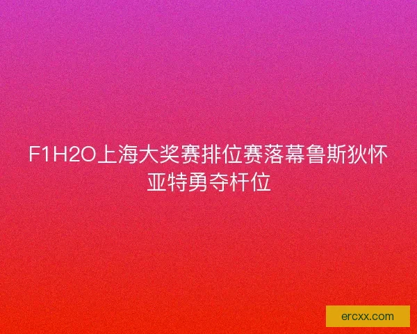 F1H2O上海大奖赛排位赛落幕鲁斯狄怀亚特勇夺杆位 F1H2O上海大奖赛排位赛落幕鲁斯狄怀亚特勇夺杆位